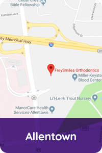 Maps for the FreySmiles Orthodontics office in Allentown, Pennsylvania